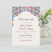 Save The Date Whimsical Luxury ivoire Floral Style Mariage front (Debout devant)