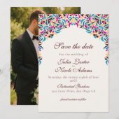 Save The Date Whimsical Luxury ivoire Floral Style Mariage front (Devant / Derrière)