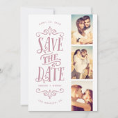 Save The Date Whimsical Mod 3-Photo Enregistrer La Date | Mauve (Devant)