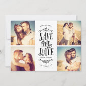 Save The Date Whimsical Mod 4-Photo Enregistrer La Date | Black (Devant)