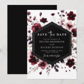 Save The Date Whimsical moderne Mariage Bourgogne (Devant / Derrière)