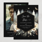 Save The Date Whimsical Moderne Mariage forestier enchanté (Devant / Derrière)