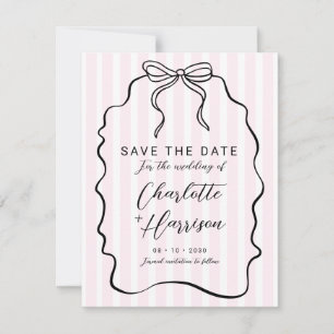 Save The Date Whimsical Pinstripe Bow Wedding Enregistrer La Dat