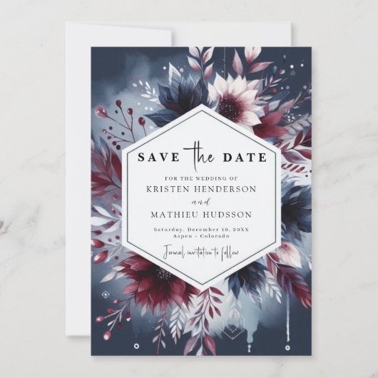 Save The Date Whimsical Printable Bourgogne (Devant)
