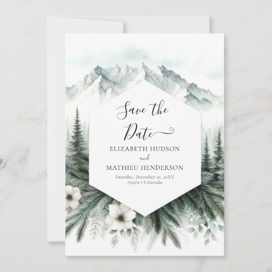Save The Date Whimsical Printable Mountain Mariage (Devant)