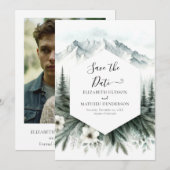 Save The Date Whimsical Printable Mountain Mariage (Devant / Derrière)