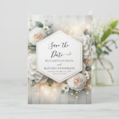 Save The Date Whimsical Printable White Roses Mariage (Debout devant)