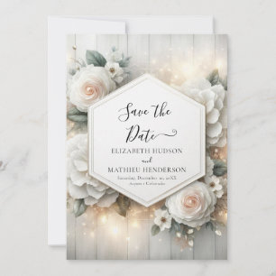 Save The Date Whimsical Printable White Roses Mariage