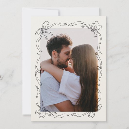 Save The Date Whimsical Quirky Hand Draw Bow Enregistrer La Cart (Dos)