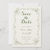 Save The Date Whimsical Quirky Main Tirée Bow Green (Devant)