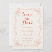 Save The Date Whimsical Quirky Main Tirée Bow Orange (Devant)