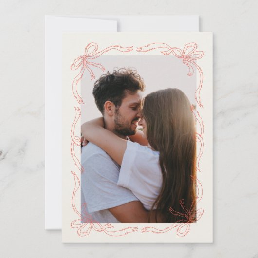 Save The Date Whimsical Quirky Main Tirée Bow Orange (Dos)