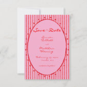 Save The Date Whimsical Red Pink Watercolor Stripe Wedding (Devant)