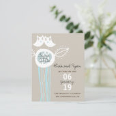 Save The Date Whimsical Rustic Blue Ows Photo Enregistrer La Dat (Debout devant)