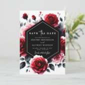 Save The Date Whimsical Rustic Crimson Mariage rouge (Debout devant)