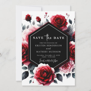 Save The Date Whimsical Rustic Crimson Mariage rouge