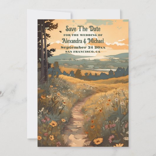 Save The Date Whimsical Rustic Fleur sauvage Meadow Mariage (Devant)
