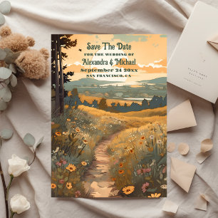 Save The Date Whimsical Rustic Fleur sauvage Meadow Mariage