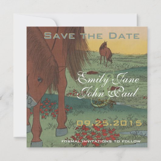 Save The Date Whimsical Rustic Horse Enregistrer la date (Devant)