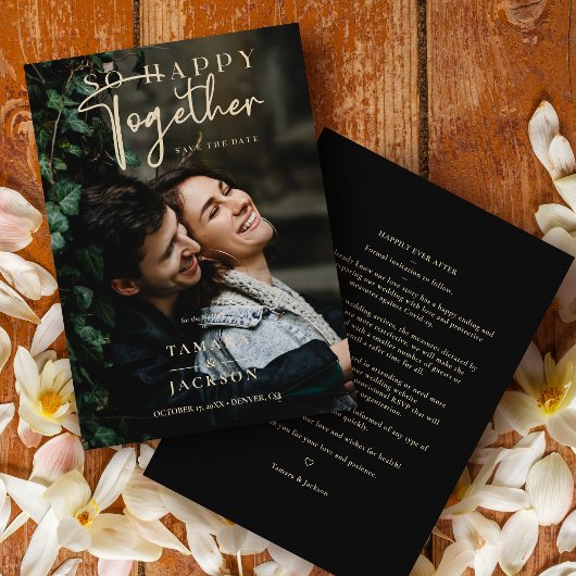 Save The Date Whimsical So Happy Together Quote Photo Wedding