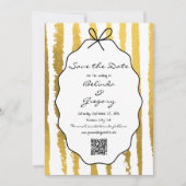 Save The Date Whimsical Stripes Handwritten Painted Wedding  (Devant)