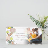 Save The Date Whimsical Sweet Rose Bird Chic Floral Garden Photo (Debout devant)