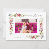 Save The Date Whimsical Typography Red & Pink Shades Flowers (Devant)