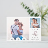 Save The Date Whimsical Typography Script 2 Photo Engaged Couple (Debout devant)