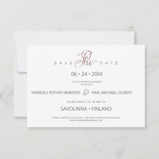 Save The Date Whimsical Typography Script 2 Photo Engaged Couple (Dos)