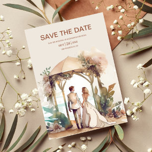 Save The Date Whimsical Watercolor Beach Destination Mariage