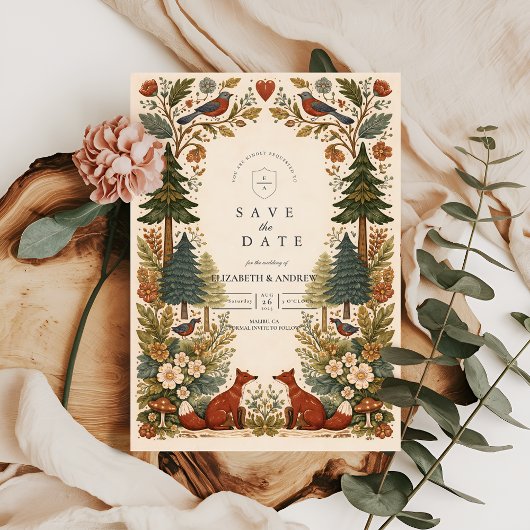 Save The Date Whimsical Woodland Forest Wedding