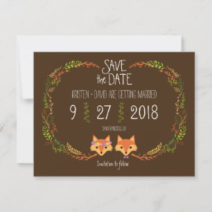 Save The Date Whimsical Woodland Foxes mariage Enregistrer la da