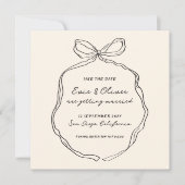 Save The Date Whimsky Quirky manuscrit Mariage Bow (Devant)