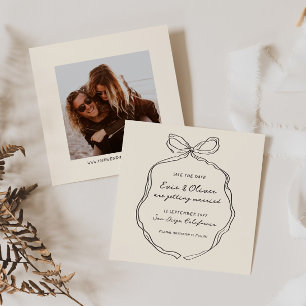 Save The Date Whimsky Quirky manuscrit Mariage Bow