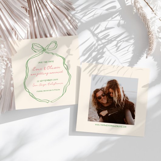 Save The Date Whimsky Quirky manuscrit Mariage Bow