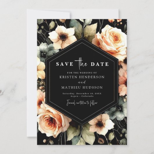 Save The Date Whimssical Romantic Peach Mariage (Devant)