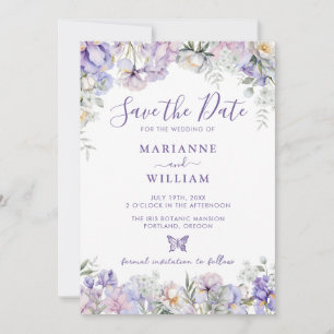Save The Date Whimssical violet Mariage romantique floral