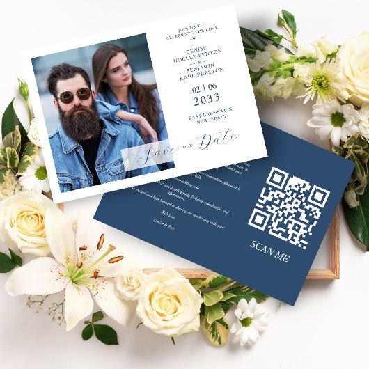 Save The Date Whimsy Bliss Blue Jeans Inspired Photo QR