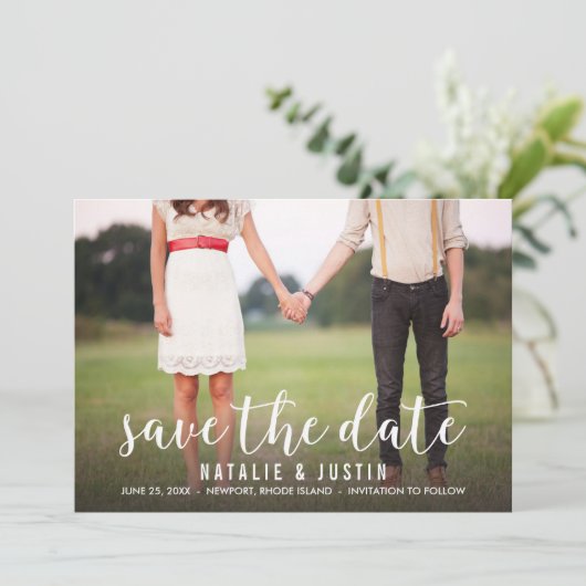 Save The Date Whimsy Photo Enregistrer la date de l'annonce (Debout devant)