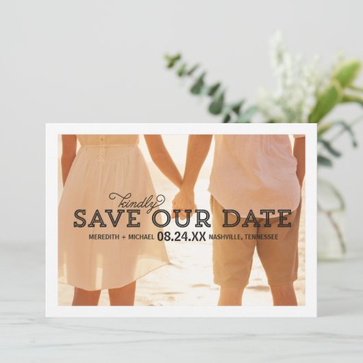 Save The Date Whimsy rustique | Photo Enregistrer la date (Debout devant)