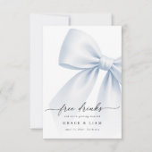 Save The Date Whimsy Script Bow Free Drinks Wedding Photo (Devant)