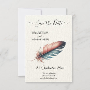 Save The Date Whispers of Grace Feathered Élégance Minimalisme