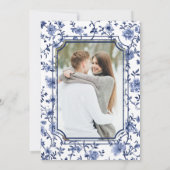 Save The Date White and Blue Chinoiserie Crest Photo Wedding (Dos)