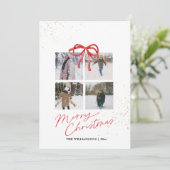 Save The Date White and Red Aesthetic Family Christmas Card (Debout devant)