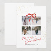 Save The Date White and Red Aesthetic Family Christmas Card (Devant / Derrière)