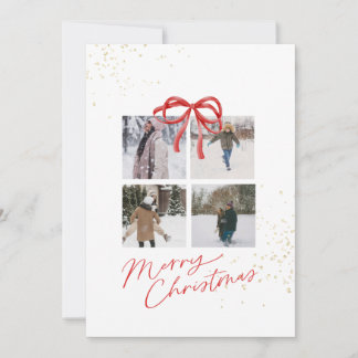 Save The Date White and Red Aesthetic Family Christmas Card