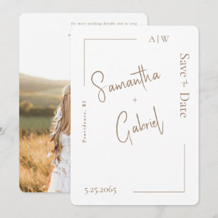 Save The Date White Contemporary Photo Wedding Enregistrer la da