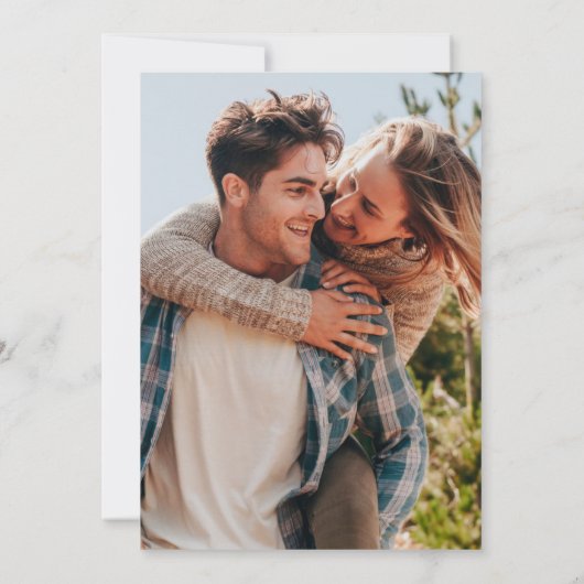 Save The Date White Elegant Main dessinée Mariage botanique Phot (Dos)