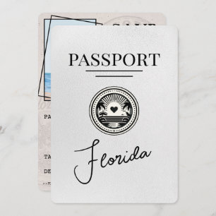Save The Date White Florida Passport Enregistrer La Date