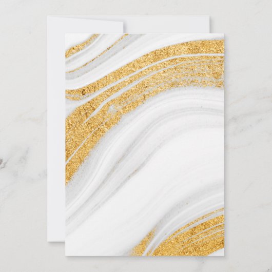 Save the date |White, Grey and Gold Agate Geode (Achterkant)